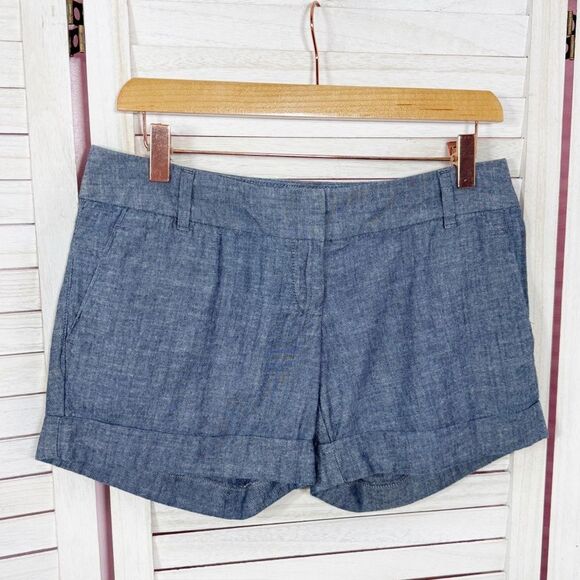 The Limited Chambray Easy Short Cuffed Hem Low Rise Chino Shorts Blue 2 - Picture 1 of 12